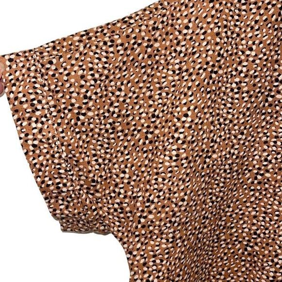 Tahari 100% Linen Shirt Dress Brown White Animal Print Breathable Women’s Medium - Picture 4 of 8